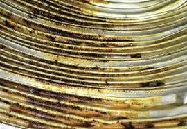 蛇腹ダクトに蓄積した油汚れ